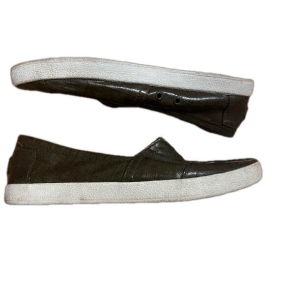 TOMS Womens 7 Avalon Olive Green
Waxed Canvas Patent Linen Slip On Loafers - Picture 5 of 13